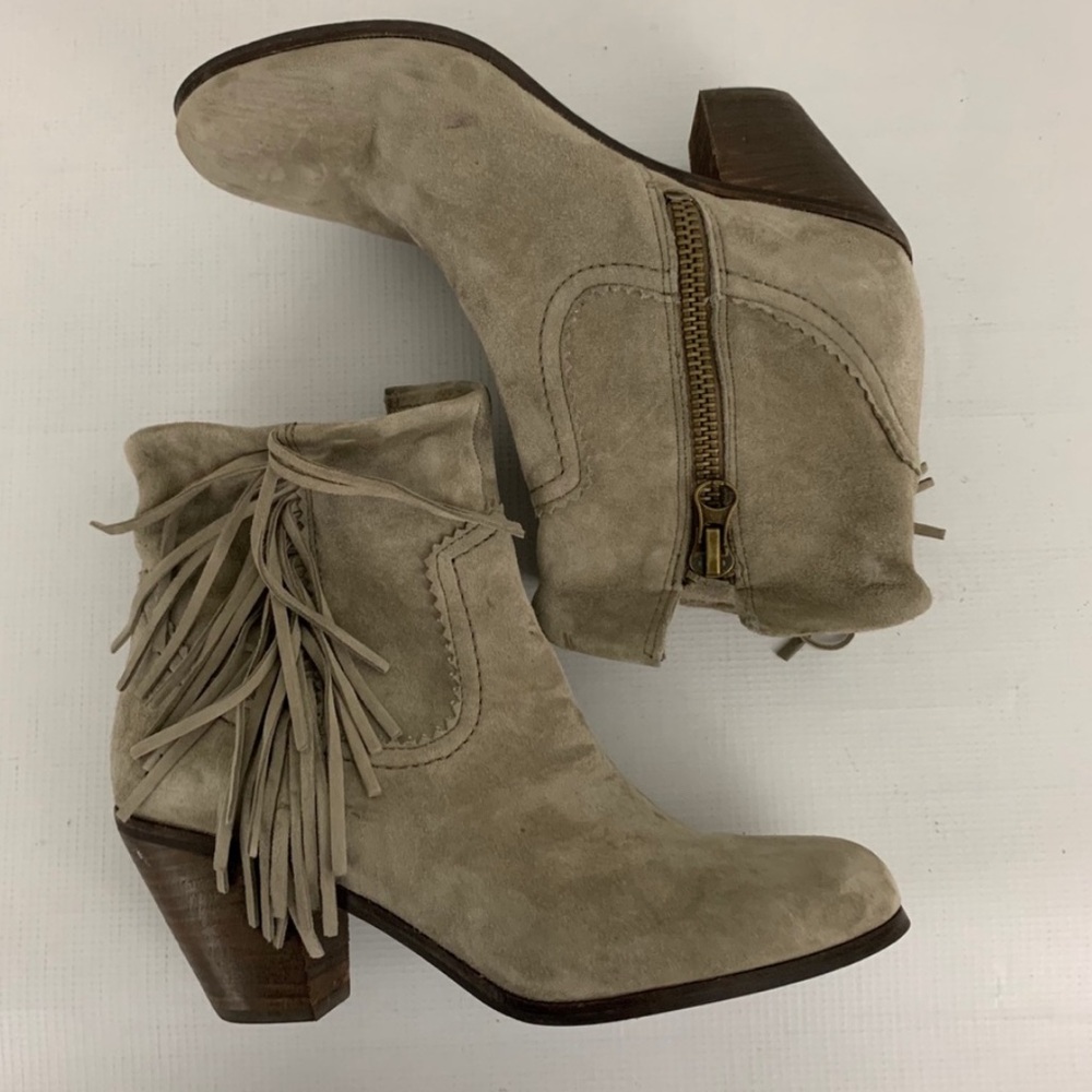 Sam Edelman “Louie” Suede Fringe Ankle Bootie Western Cowgirl
